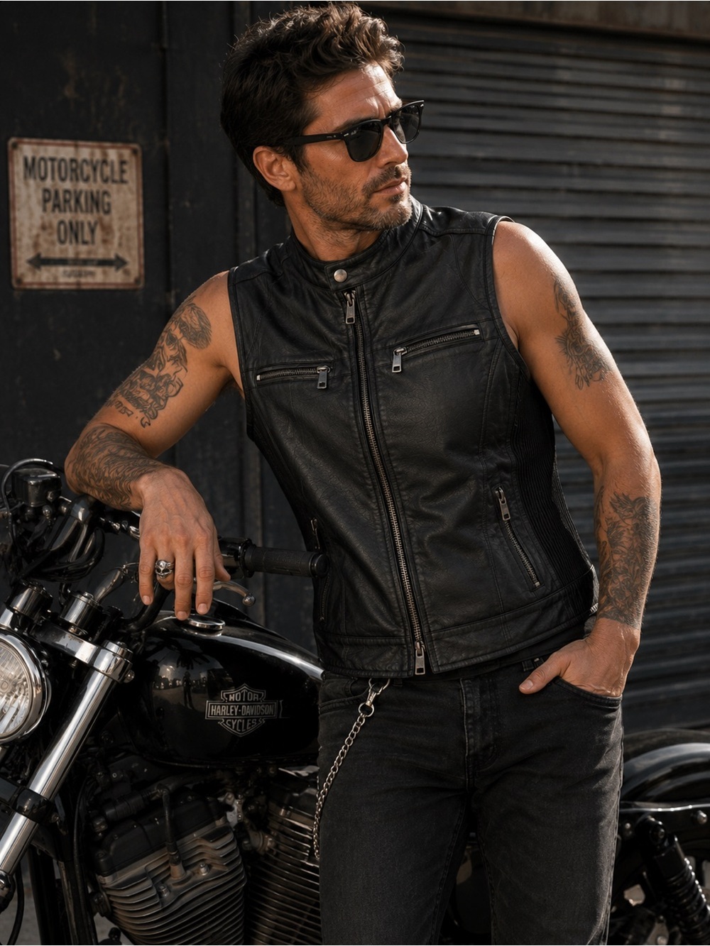Quilted Moto Vest Black Faux Leather Biker Style Fried Denim NYC Size S